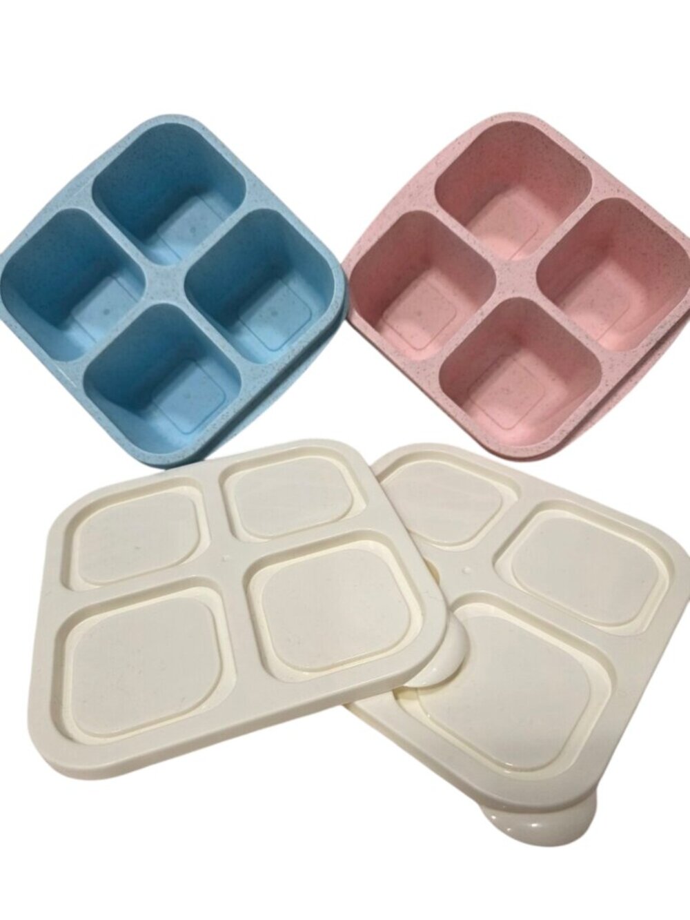 Bento Box Snack Containers/Lids Set of 2 Stackable Durable Heavy Plastic T10